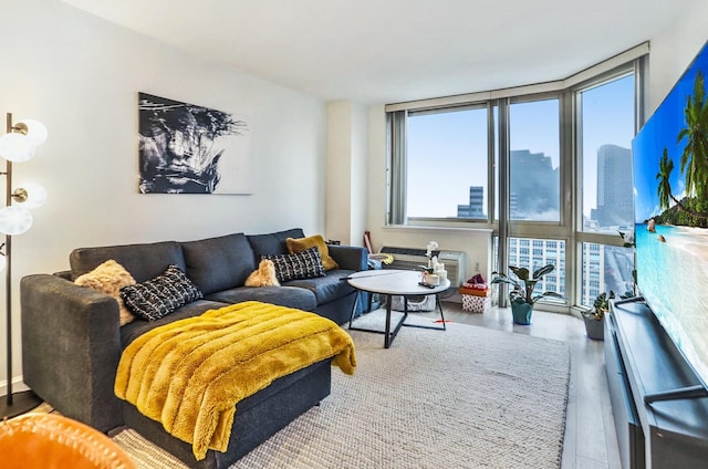 20 2nd St Unit 2001, Jersey City, NJ 07302 - living room with wood finished floors and expansive windows