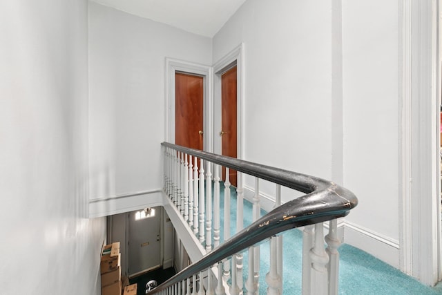 81 Atlantic St, Jersey City, NJ 07304 - staircase with carpet and baseboards