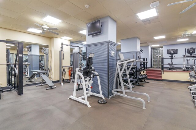200 Old Palisade Rd Ph 4/5, Fort Lee, NJ 07024 - gym with a ceiling fan and a paneled ceiling
