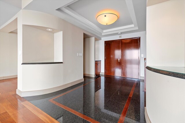 200 Old Palisade Rd Ph 4/5, Fort Lee, NJ 07024 - entrance foyer with a tray ceiling and granite tiled floors