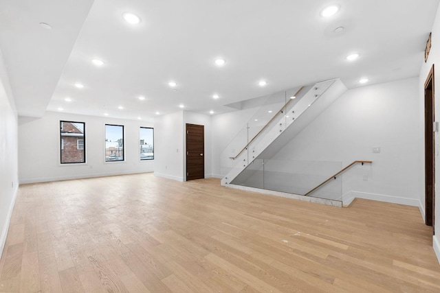 unfurnished living room featuring light hardwood / wood-style flooring