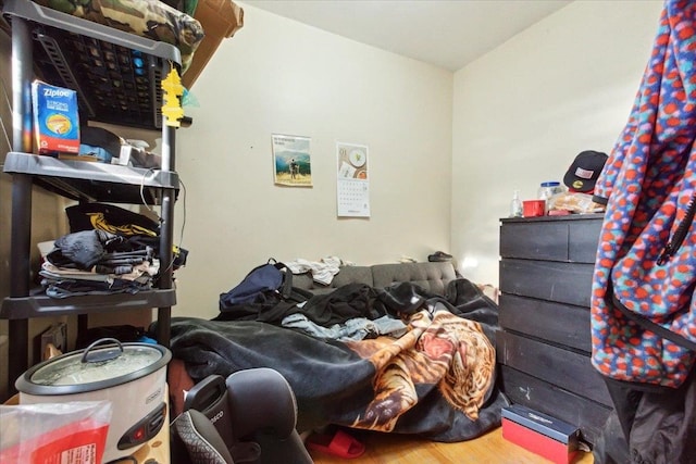 bedroom with hardwood / wood-style floors