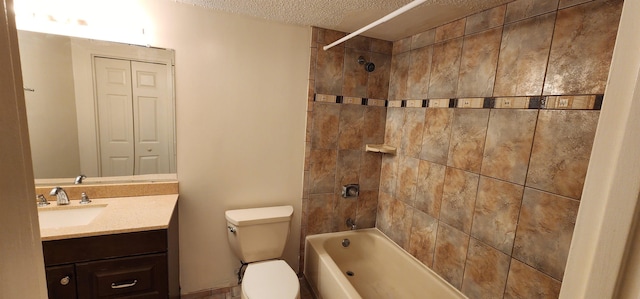 Harmon Cove Tower 336, Secaucus, NJ 07094 - bathroom with toilet, vanity, washtub / shower combination, and a textured ceiling