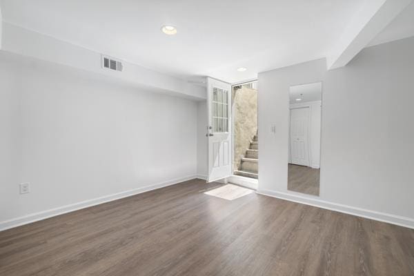 2608 Kennedy Blvd Unit 1, Union City, NJ 07087 - unfurnished room with wood finished floors, stairs, and recessed lighting