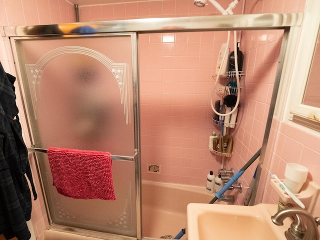62 Hancock Ave, Jersey City, NJ 07307 - full bathroom with tile walls and a sink