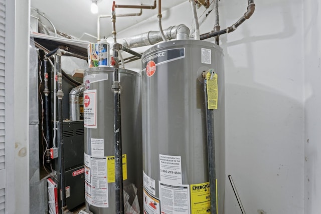 utility room with gas water heater