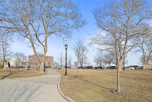 view of road featuring curbs and street lighting