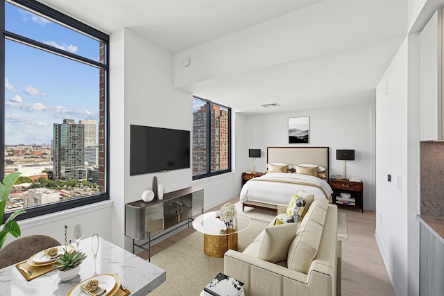 bedroom featuring light hardwood / wood-style floors