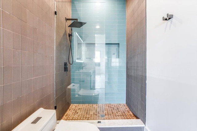 33 Suburbia Ct Unit 1, Jersey City, NJ 07305 - bathroom with a walk in shower and tile walls