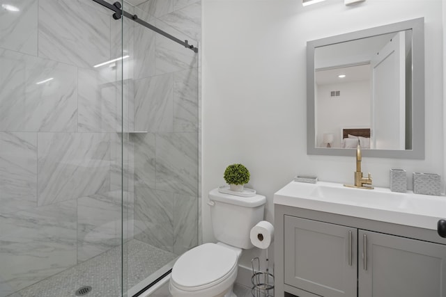 185 Gates Ave, Jersey City, NJ 07305 - full bath with vanity, visible vents, toilet, and a shower stall