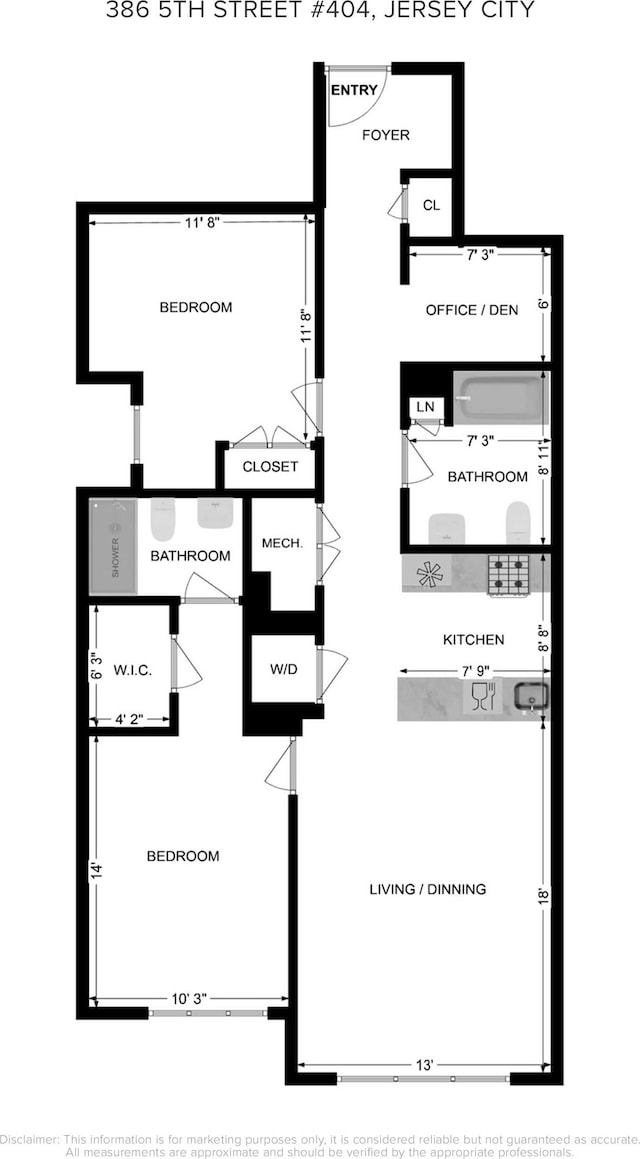 386 5th St Unit 404, Jersey City, NJ 07302 - view of home floor plan