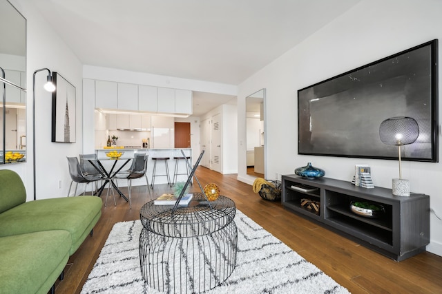 living room featuring dark hardwood / wood-style floors