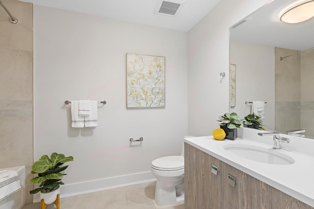 150 Henley Pl Unit 201, Weehawken, NJ 07086 - bathroom with toilet, vanity, tile patterned floors, and baseboards