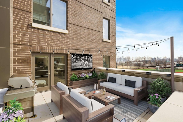150 Henley Pl Unit 201, Weehawken, NJ 07086 - wooden deck featuring an outdoor living space and a patio