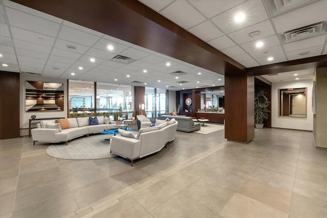 9 Somerset Ln Unit 118, Edgewater, NJ 07020 - community lobby featuring a drop ceiling, recessed lighting, and expansive windows