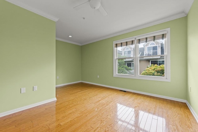 235 Price Ct, West New York, NJ 07093 - empty room with crown molding, a ceiling fan, and light wood-style floors