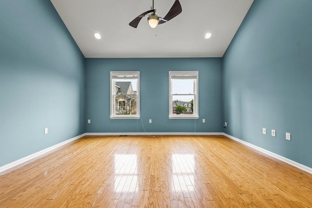 235 Price Ct, West New York, NJ 07093 - unfurnished room with a ceiling fan, light wood-style flooring, and vaulted ceiling