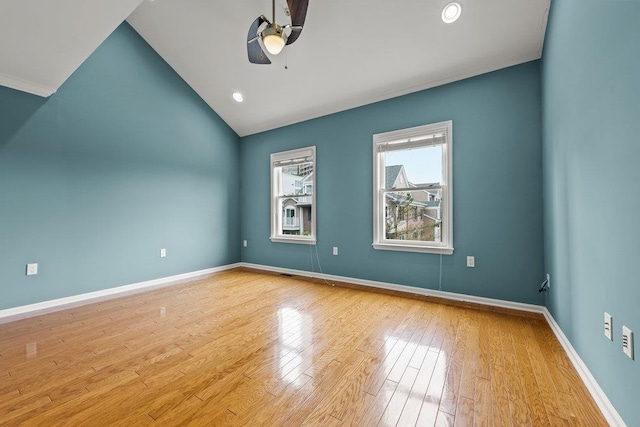 235 Price Ct, West New York, NJ 07093 - empty room with a ceiling fan, lofted ceiling, and wood finished floors