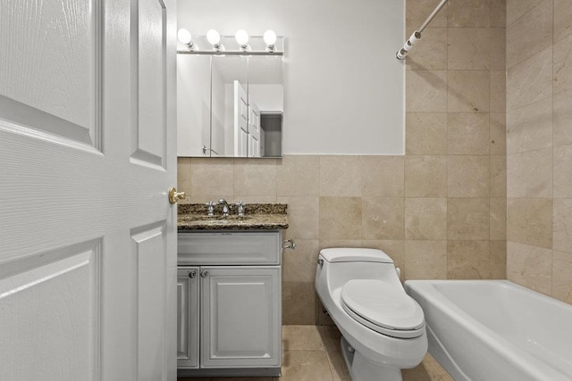 235 Price Ct, West New York, NJ 07093 - full bath with vanity, tile walls, bathtub / shower combination, and tile patterned floors