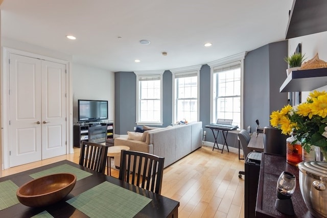 102 Tidewater St Unit 2B, Jersey City, NJ 07302 - dining space with light wood finished floors, recessed lighting, and baseboards
