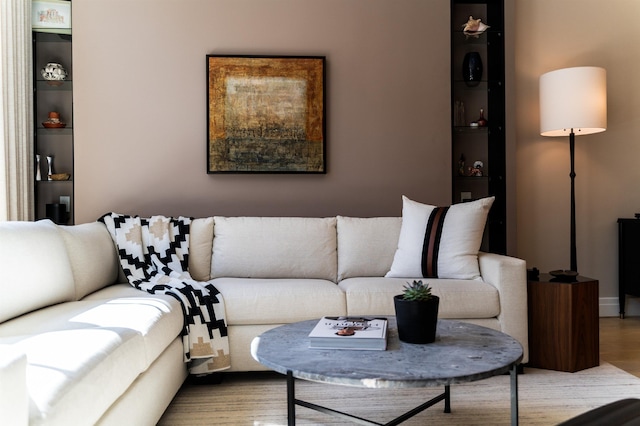 living area featuring wood finished floors