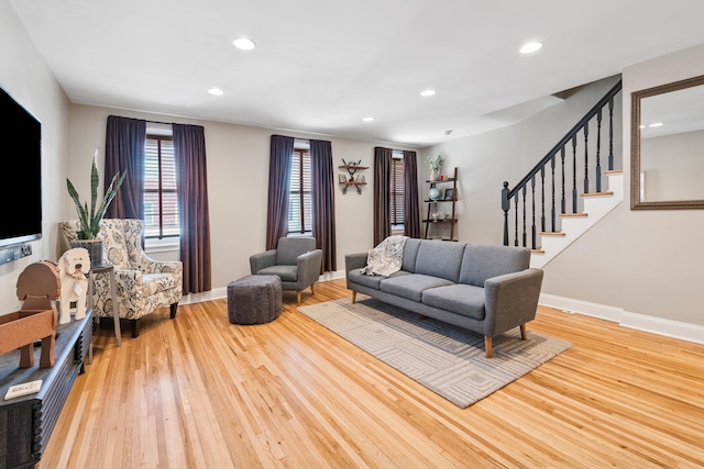 12 Egan Ct, Bayonne, NJ 07002 - living area featuring wood finished floors, recessed lighting, and stairs