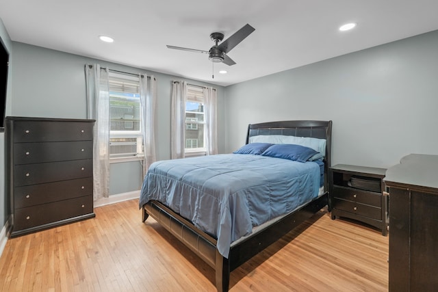 12 Egan Ct, Bayonne, NJ 07002 - bedroom featuring cooling unit, hardwood / wood-style floors, recessed lighting, and a ceiling fan