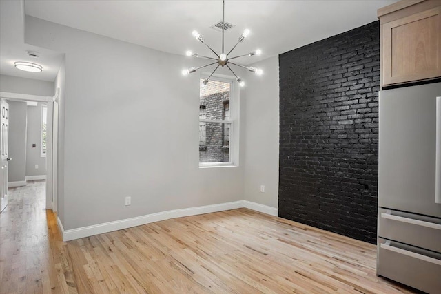 159 14th St Unit 4R, Hoboken, NJ 07030 - unfurnished dining area with a chandelier, plenty of natural light, and light wood-type flooring