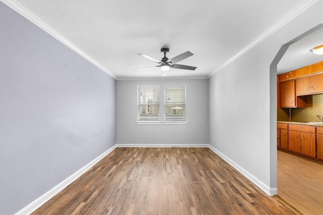 11 Veterans Ct, Bayonne, NJ 07002 - unfurnished room featuring wood finished floors, ceiling fan, and ornamental molding