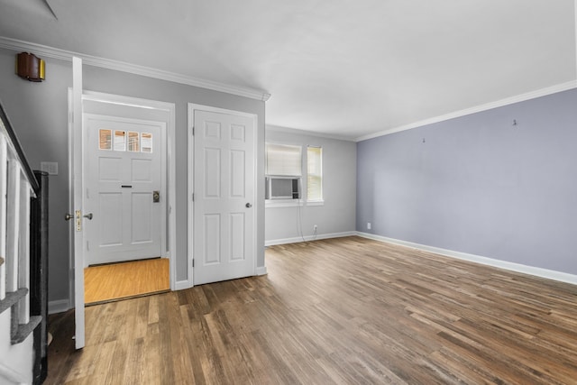 11 Veterans Ct, Bayonne, NJ 07002 - unfurnished room with wood finished floors, crown molding, and cooling unit