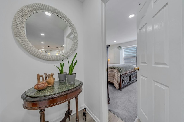 539 Bayway Cir Unit 2C, Elizabeth, NJ 07202 - corridor featuring recessed lighting, baseboards, and wood finished floors