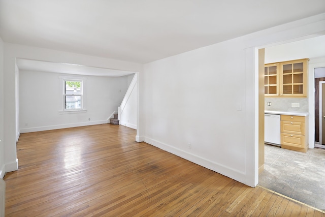 468 Van Buren St, Ridgewood, NJ 07450 - empty room with light wood finished floors, stairs, and baseboards