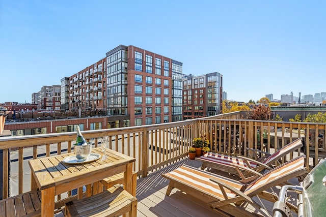 1110 Hudson St Unit 5B, Hoboken, NJ 07030 - wooden terrace with a view of city
