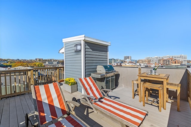 1110 Hudson St Unit 5B, Hoboken, NJ 07030 - wooden terrace featuring a grill, a view of city, and outdoor dining area