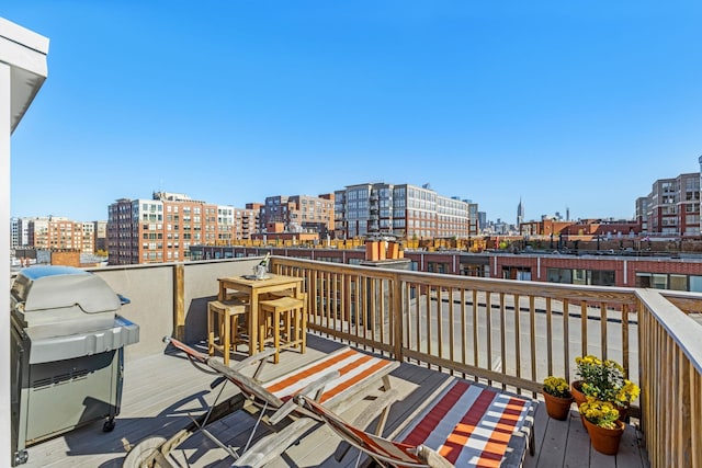 1110 Hudson St Unit 5B, Hoboken, NJ 07030 - balcony featuring a view of city, a grill, and outdoor dining area