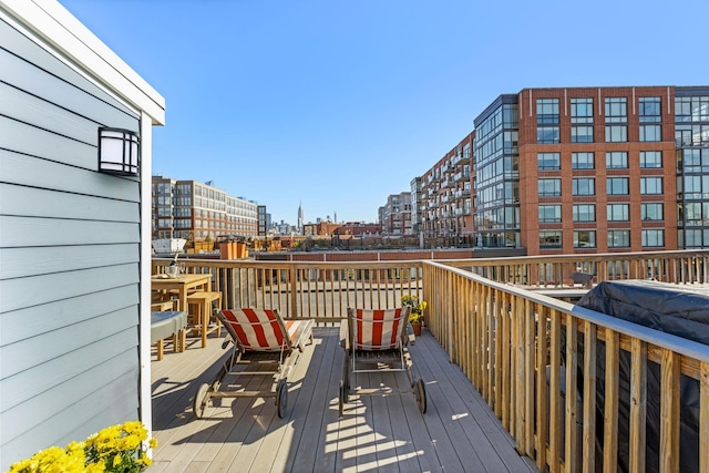 1110 Hudson St Unit 5B, Hoboken, NJ 07030 - wooden terrace with a view of city