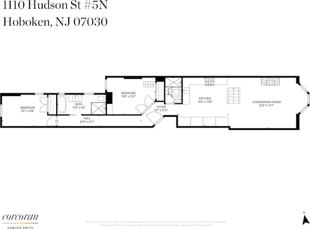 1110 Hudson St Unit 5B, Hoboken, NJ 07030 - room layout