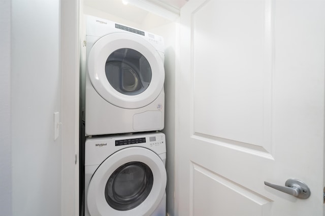 833 Willow Ave Unit 2, Hoboken, NJ 07030 - laundry room featuring stacked washer / dryer