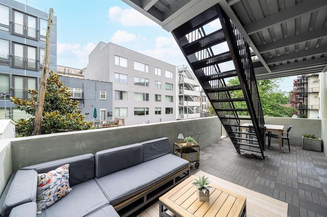 833 Willow Ave Unit 2, Hoboken, NJ 07030 - deck with stairway, outdoor lounge area, and outdoor dining space