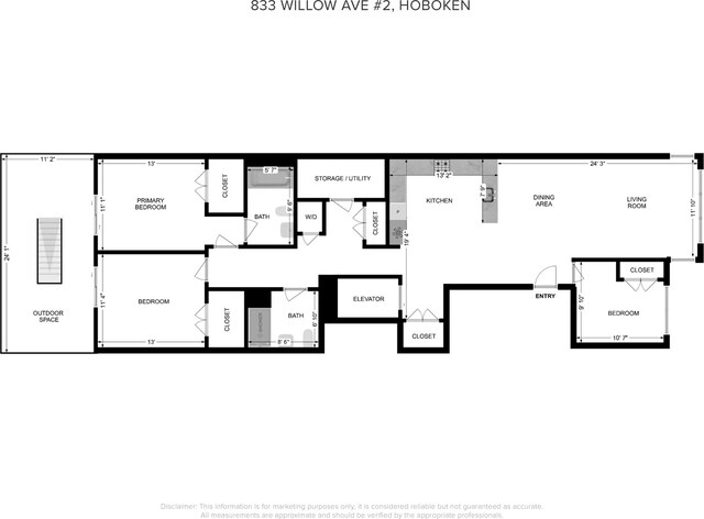 833 Willow Ave Unit 2, Hoboken, NJ 07030 - view of floor plan / room layout