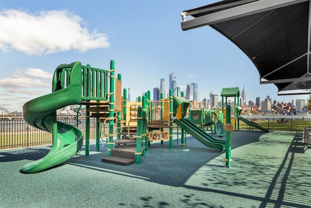 110 Washington St Unit 8, Hoboken, NJ 07030 - community playground with a skyline view