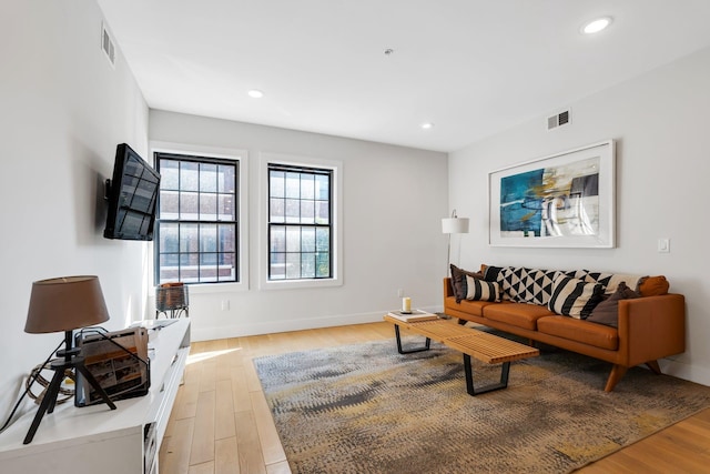 living room featuring light hardwood / wood-style flooring