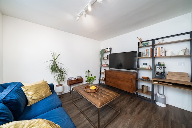 235 Sherman Ave, Jersey City, NJ 07307 - living area featuring wood finished floors, baseboards, and track lighting