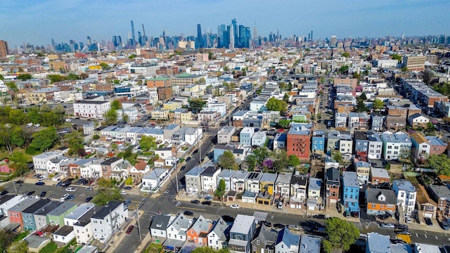 bird's eye view with a city view