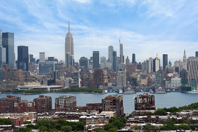 view of city with a water view