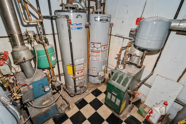 utility room featuring gas water heater