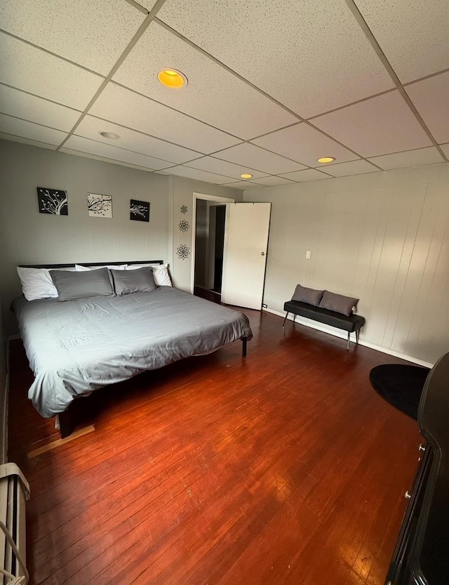 1611 71st St, North Bergen, NJ 07047 - bedroom with a drop ceiling, wood finished floors, and recessed lighting