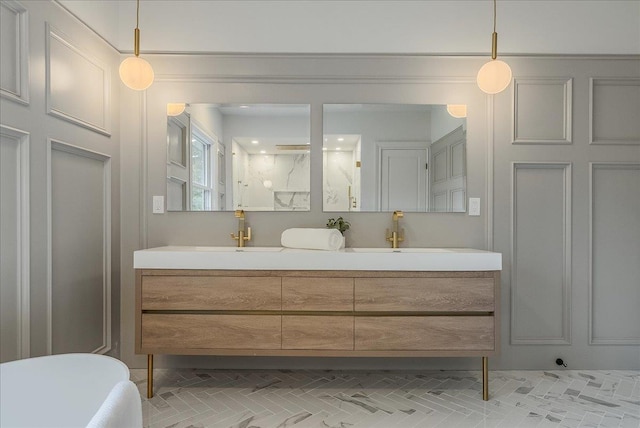 180 Union St, Montclair, NJ 07042 - full bathroom with double vanity and a shower