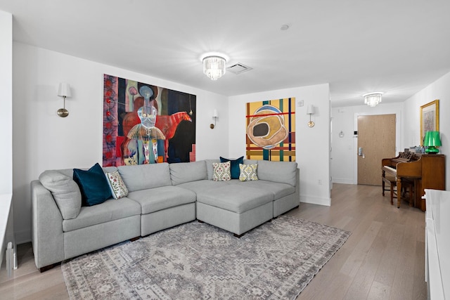 living room featuring light hardwood / wood-style flooring