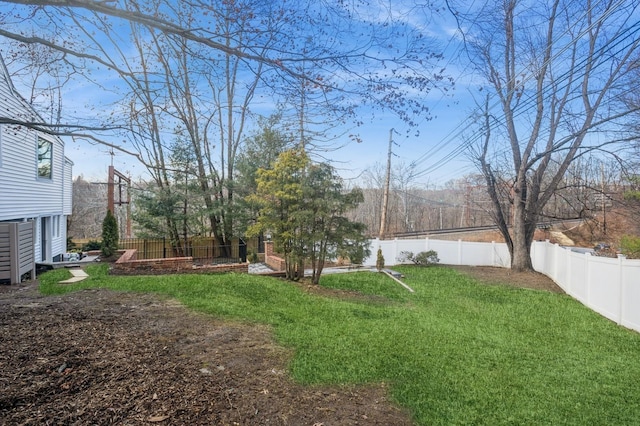 view of yard featuring a fenced backyard